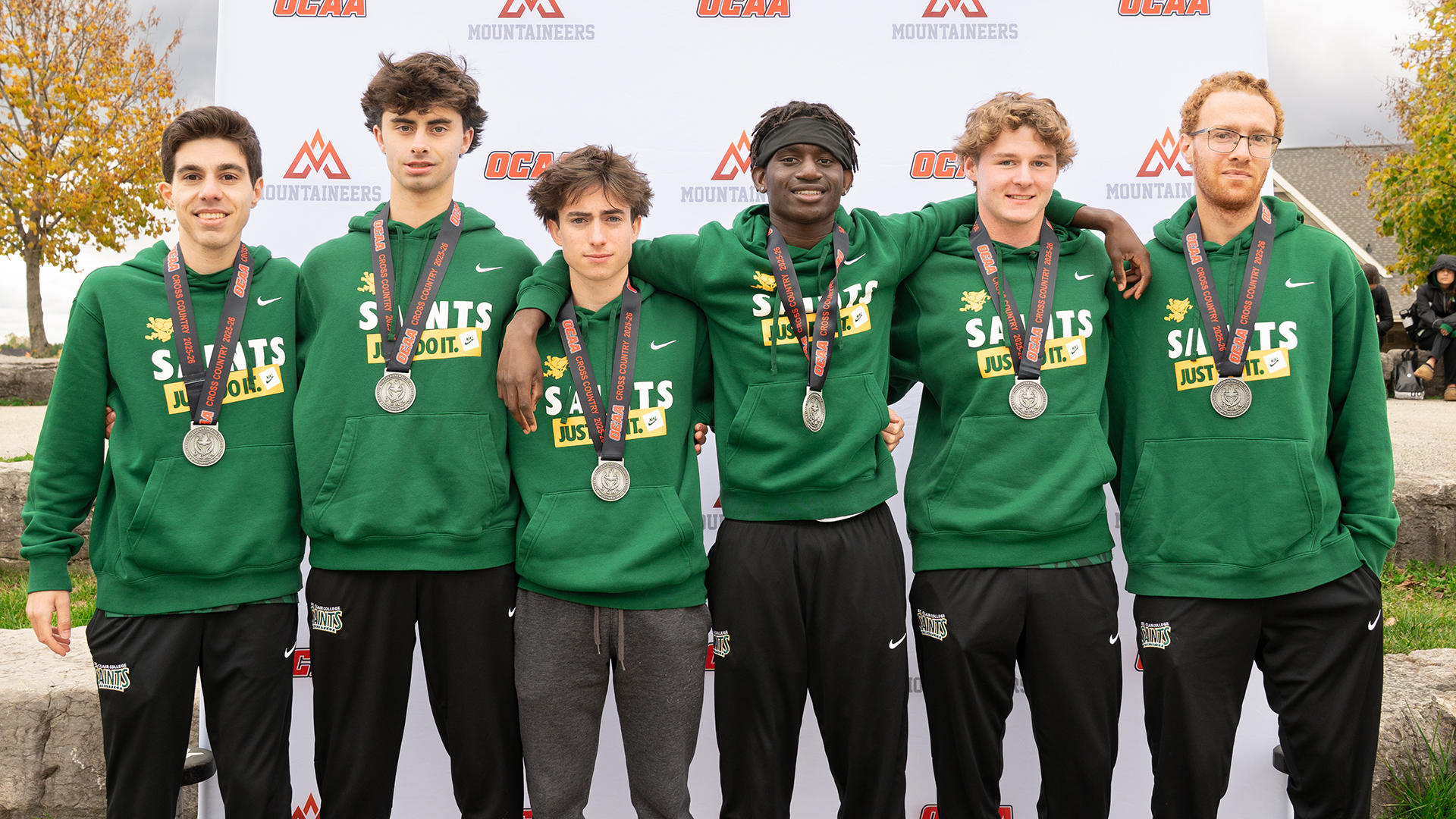 St. Clair Men's Cross-Country team (L to R): Noah Nicoletti, Quinten Wentoniuk, Brendan Currie, Luke Nelson, Daniel Barnes and Chase Canty.